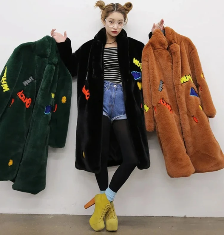 Nouveau Femmes hiver chaud fausse fourrure manteau à manches longues de luxe élégant moelleux fausse fourrure manteaux