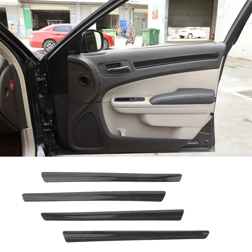 For 300C 2011+ Carbon Fiber Car Inner Door Strip Cover Trim Decoration Sticker Interior Accessories, 4PCS