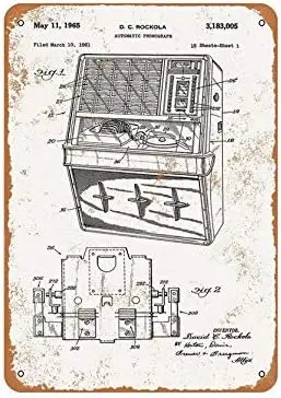 Vintage Tin Metal Sign- Rockola Jukebox Patent 8x12inches-20x30cm Bar Decor Beer Sign Wall Decor Decoration Road Sign Signs Plaq