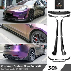 Kits de carrocería rápida de fibra de carbono Tesla 2023, parachoques, difusor trasero, alerón, accesorios de afinación para Tesla Model 3 Y 2017- 2023