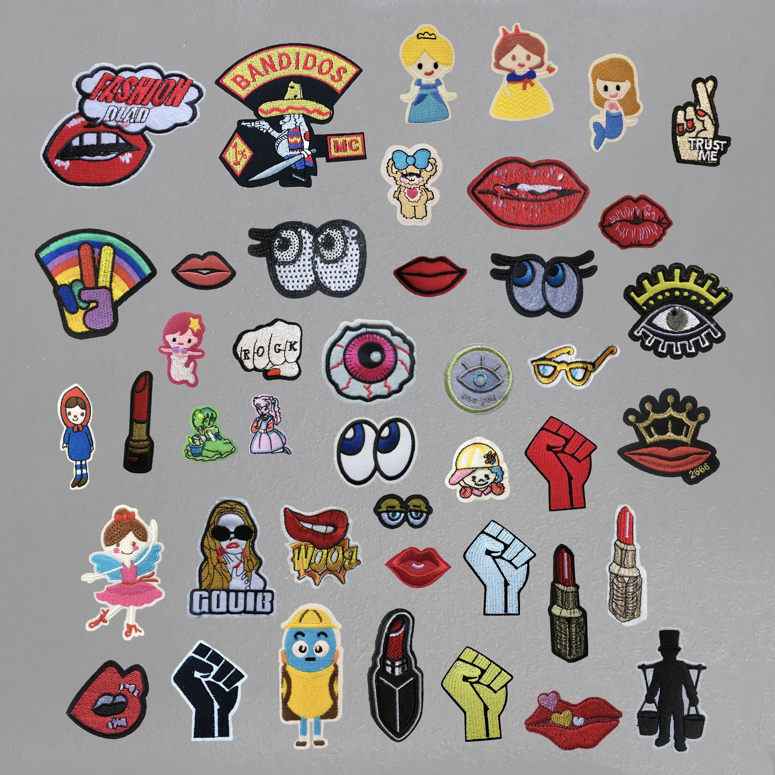 People, Lips, Glasses, Lipstick, Gestures, Eye Patterns Embroidered Cloth Patch Hot Melt Adhesive Patch Patches for Clothing