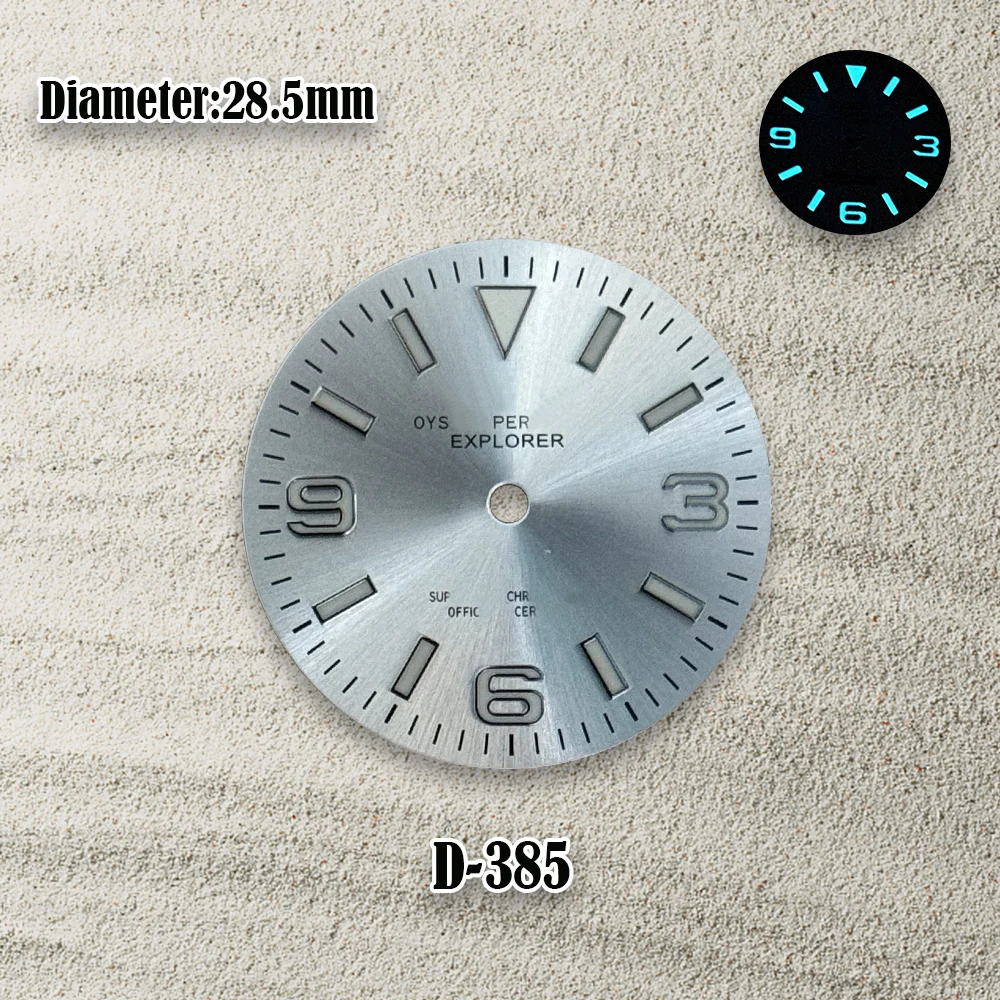 High Quality 28.5mm 369 Sunray DIAL NH35 Dial S Logo Dial for NH35/NH36 Movement blue luminous Watch Accessories