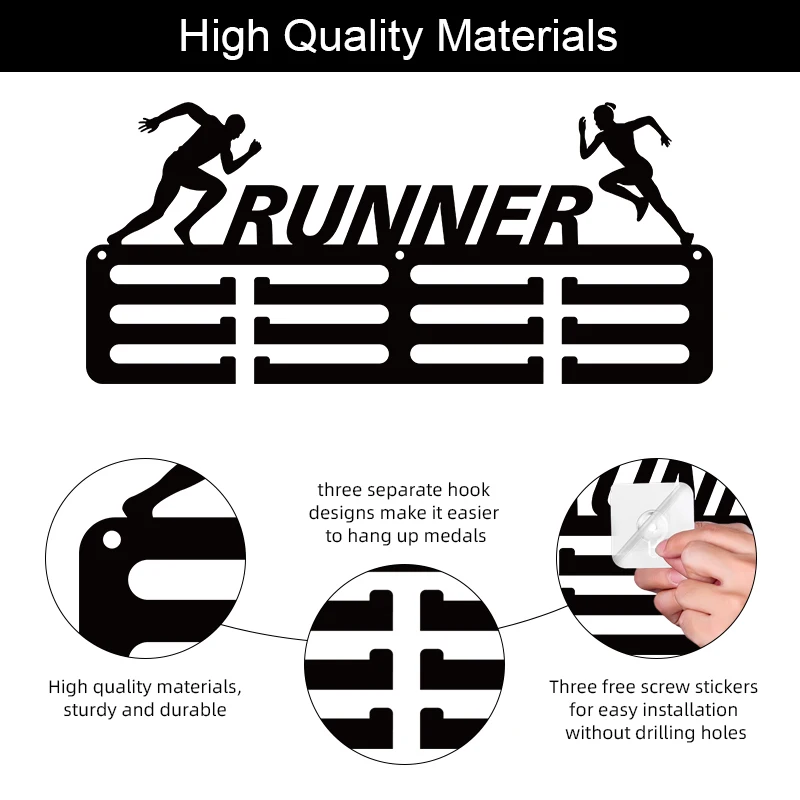 Acrylic Running Medal Hanging Rack Non Perforated Home Decoration Creative Sports Commemorative Plaque Storage Organizer