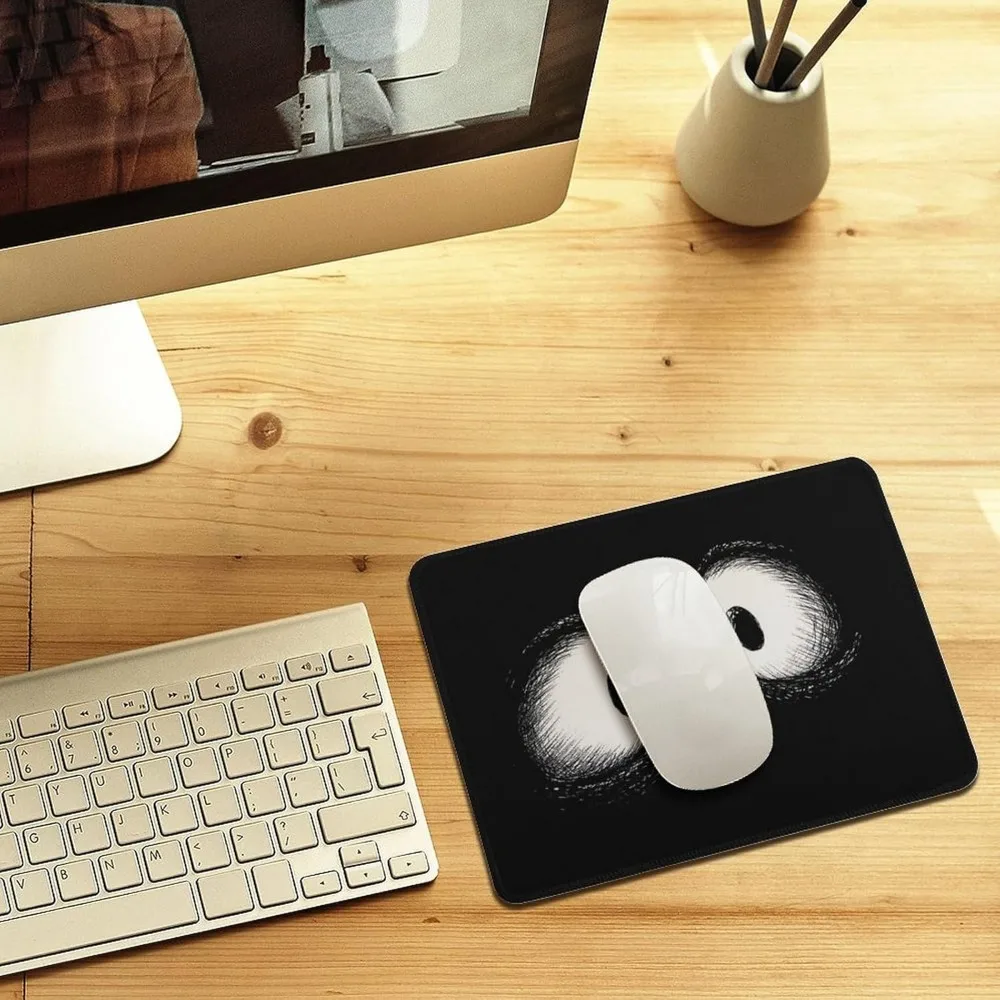Mouse Pad com design de olhos de desenho animado – acessório de mesa ergonômico para uso em pequenos escritórios e laptop com base antiderrapante