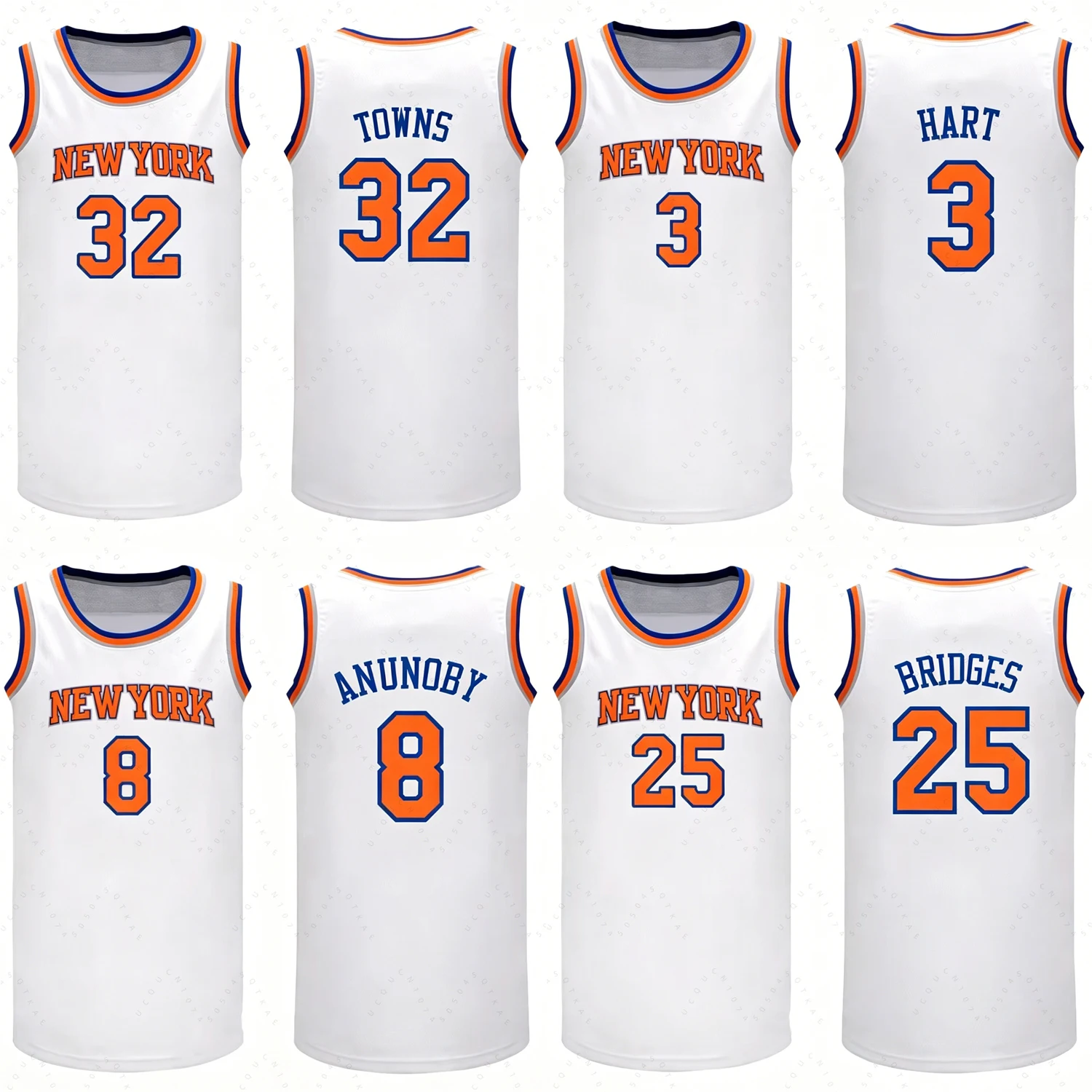 New York Style 2026–27 Finals Champions Brunson 11 Towns 32 Bridges 25 Anunoby 8 Hart 3 Basketball-Trikot Strandweste Fan-Tops – Detail 6