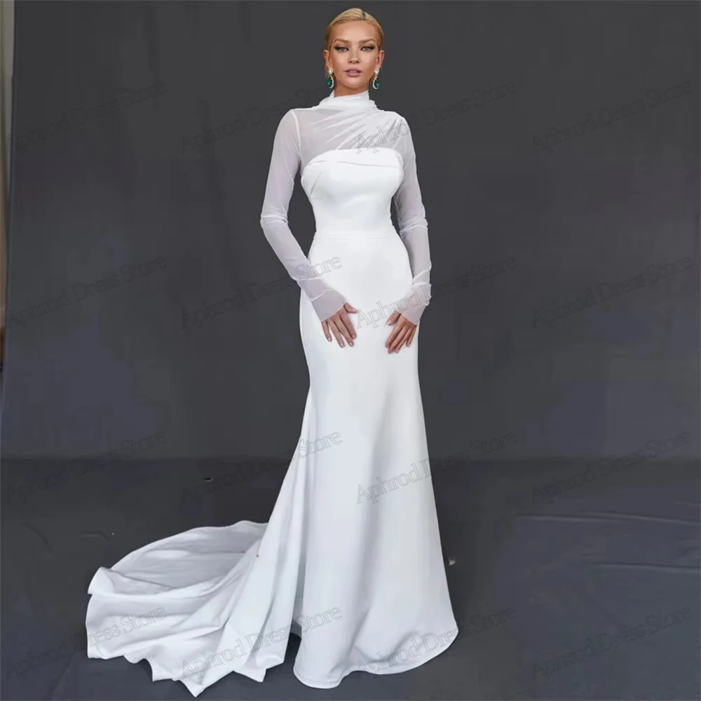 Graceful Wedding Dresses Simple Bridal Gowns Modest Full Sleeves Robes For Formal Party 2025 Vestidos De Novia Customized 2026