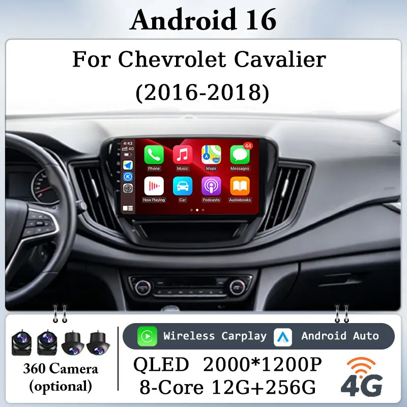 For Chevrolet Cavalier 2016‑2018 9 inch Android16 Car Radio Multimedia GPS Player Support Carplay Android Auto WiFi Bluetooth