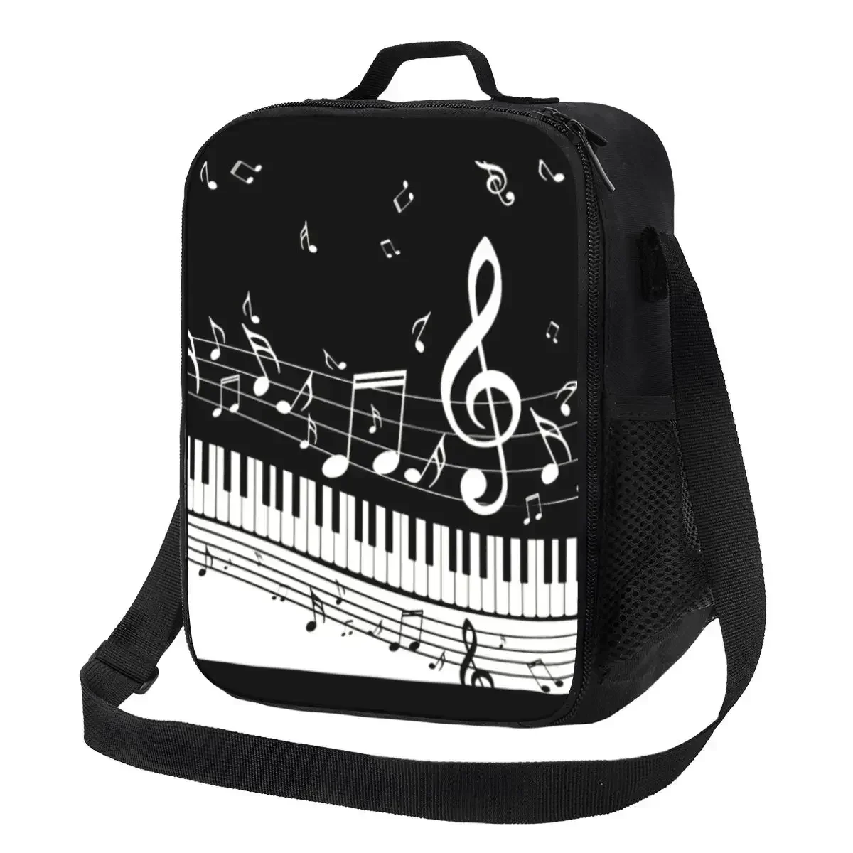 Fashion Piano And Music Note Insulated Lunch Bag for Work School Resuable Cooler Thermal Bento Box Women Kids