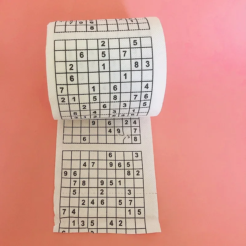 1PC Creative Sudoku Game Toilet Paper Games Roll Paper Towel Tenacity Durable Funny Printed Toilet Paper Bathroom Accessories