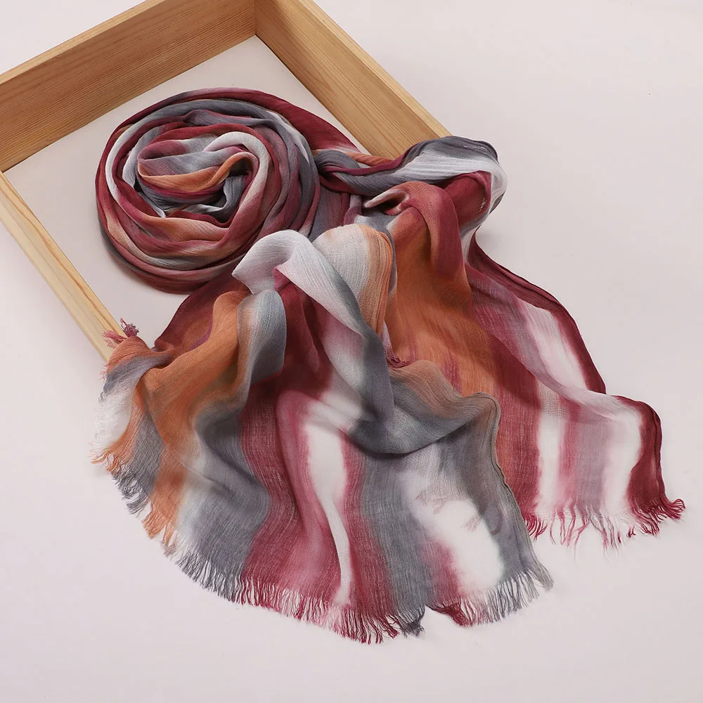 Muslimischer Batik-Hijab Premium Kopftuch Weicher Atmungsaktiver Hijab für Frauen Farbverlauf Baumwolle Viskose Modal Hijab Femme Musulman – Detail 10