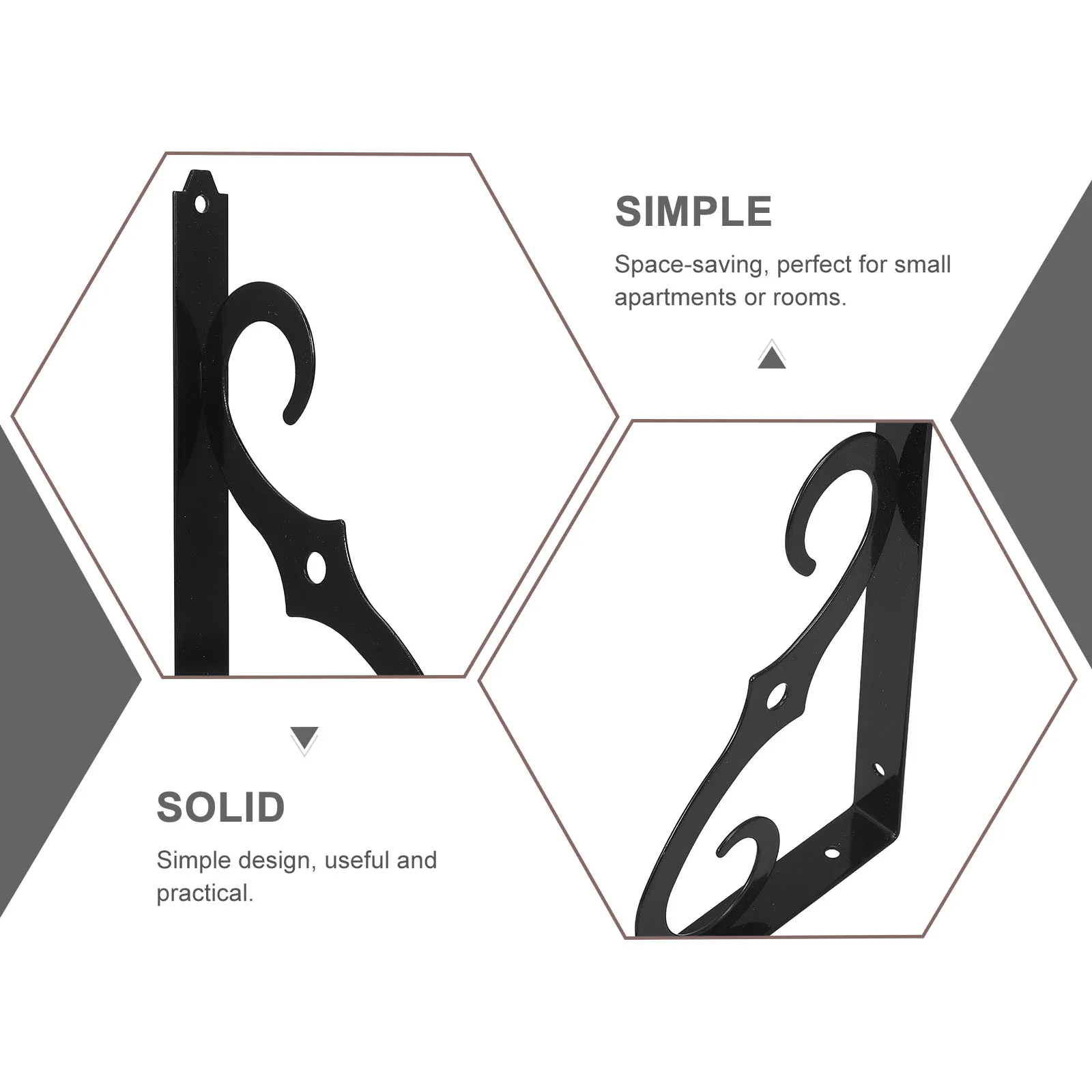 

6 Pcs Wall Shelves Brackets Iron Triangle Bookshelf Shelving 254mmx177mm Black Matte DIY Home Decor Storage Display Rack