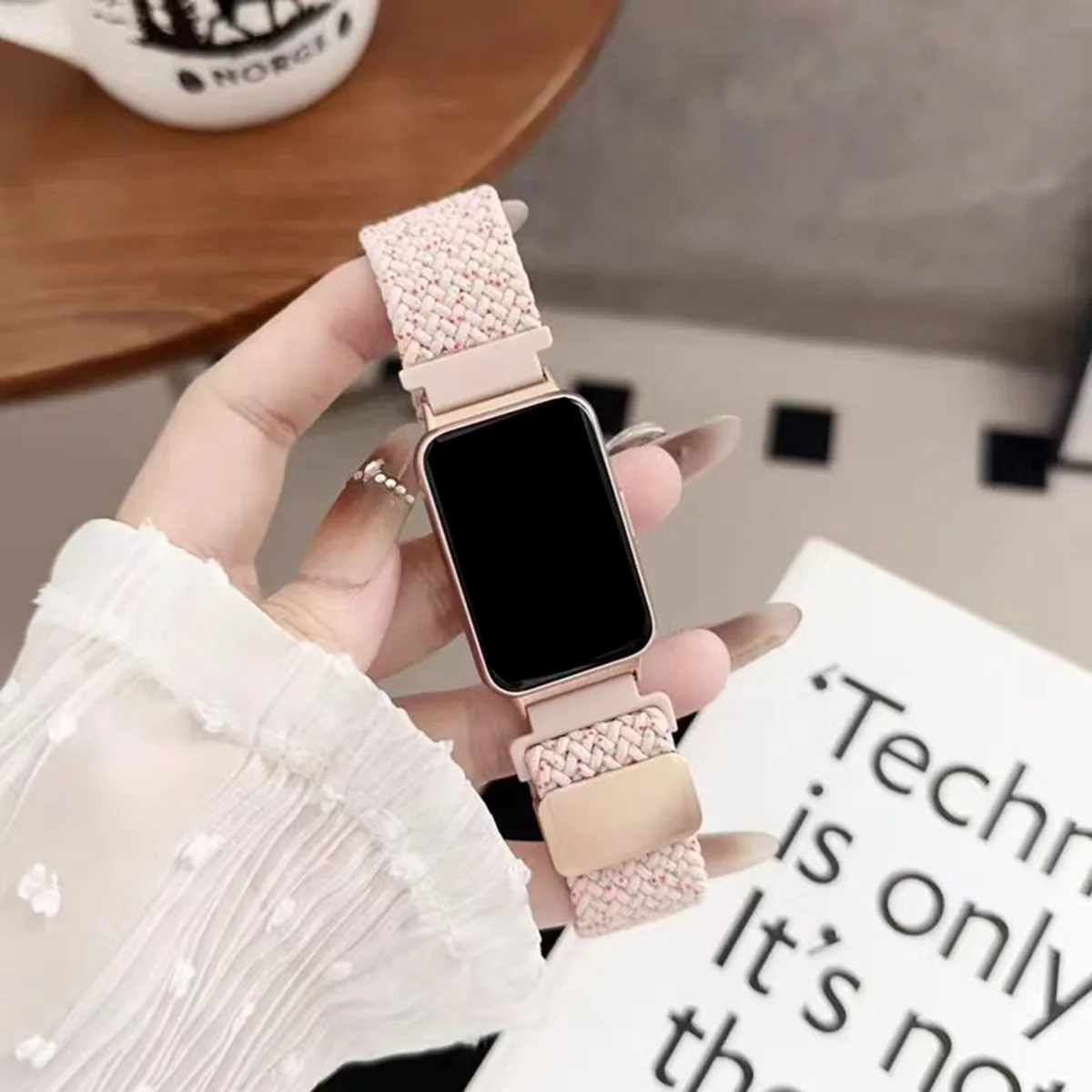 Geflochtenes Nylonarmband für Samsung Galaxy Fit 3, atmungsaktives Armband für Galaxy Fit3, Band mit elastischer Schlaufe