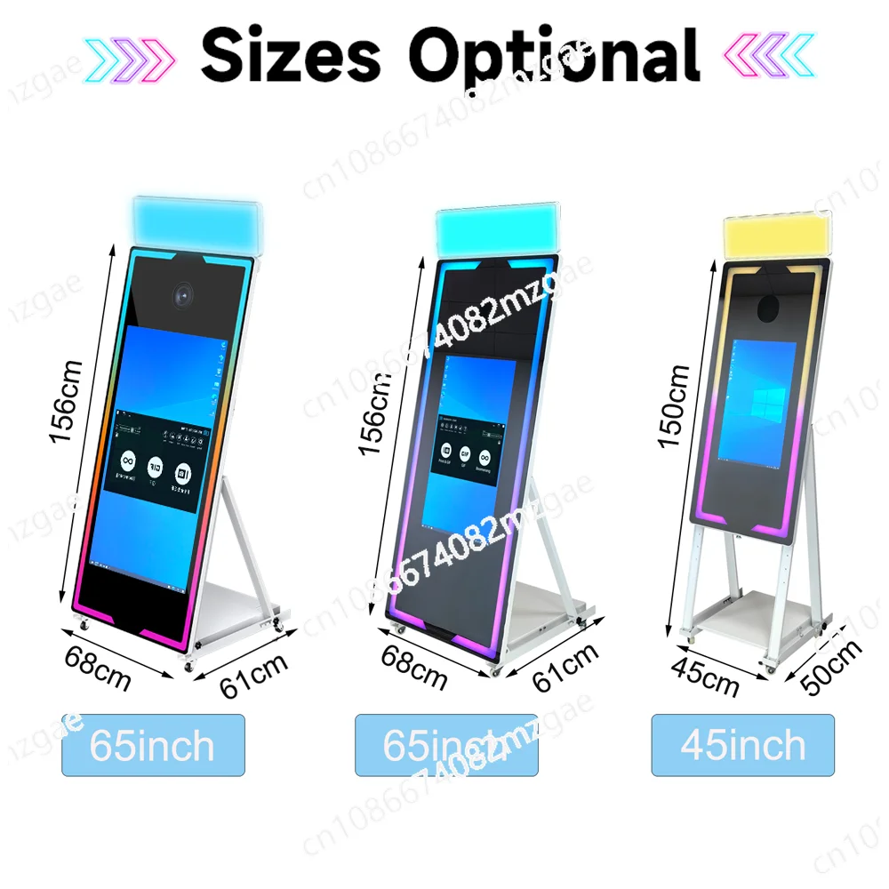 

Touch Screen Mirror Photobooth Portable 45 65 inch Mirror magic Photo Booth Machine with square light For Wedding Party Activity