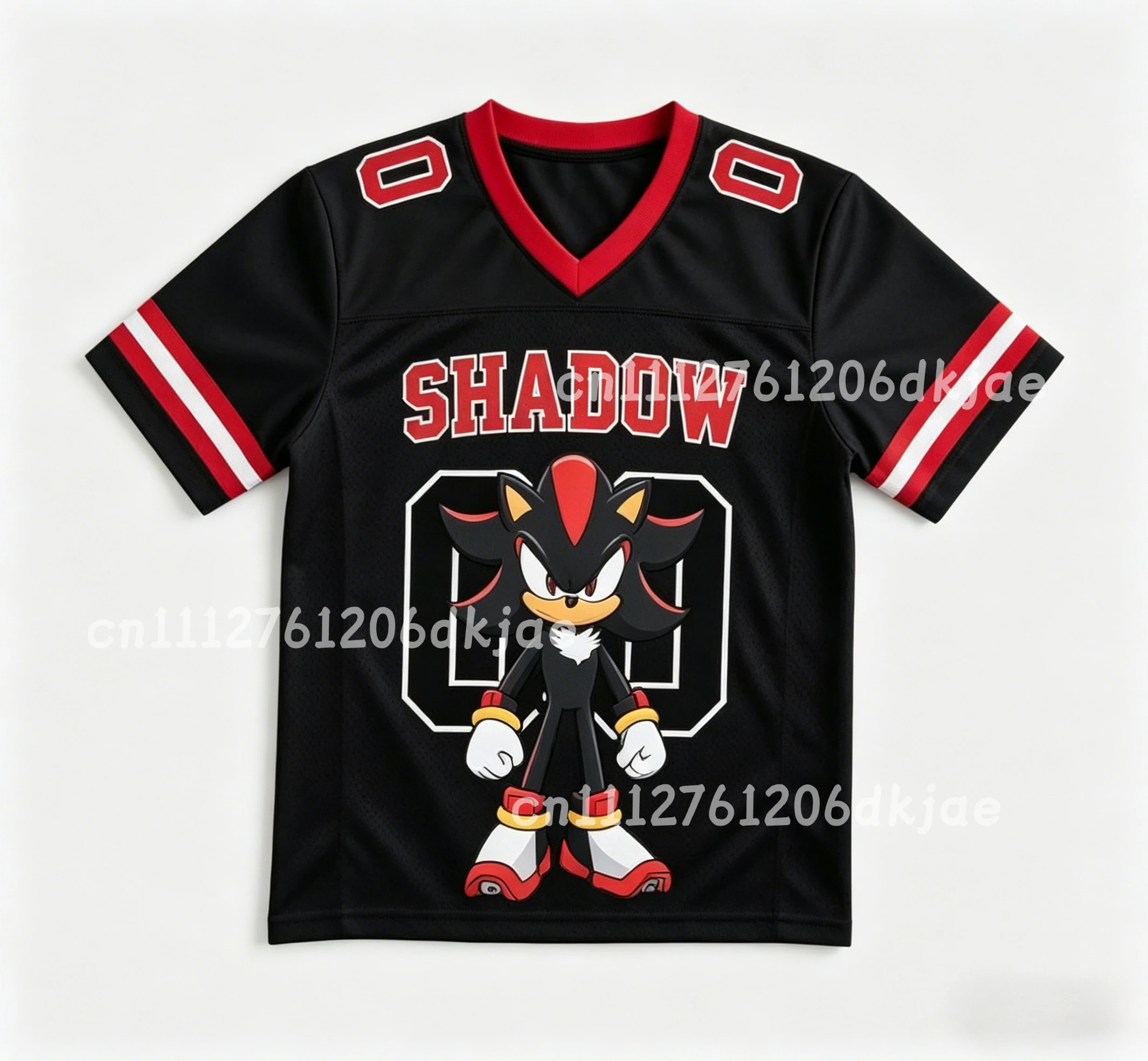 2026 Neuestes Kinder/Erwachsenen Personalisiertes Sonic Fußballtrikot Sommer V-Ausschnitt Sport T-Shirt Sonic Cosplay Kleidung Fußball T-Shirt – Detail 8
