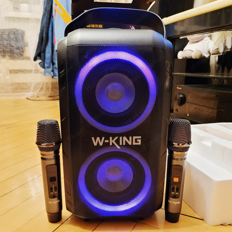 W-king T9 80W High Power Outdoor Colorful RGB Bluetooth Speaker Portable Stereo Subwoofer Support TF Card Radio TWS Caixa De Som