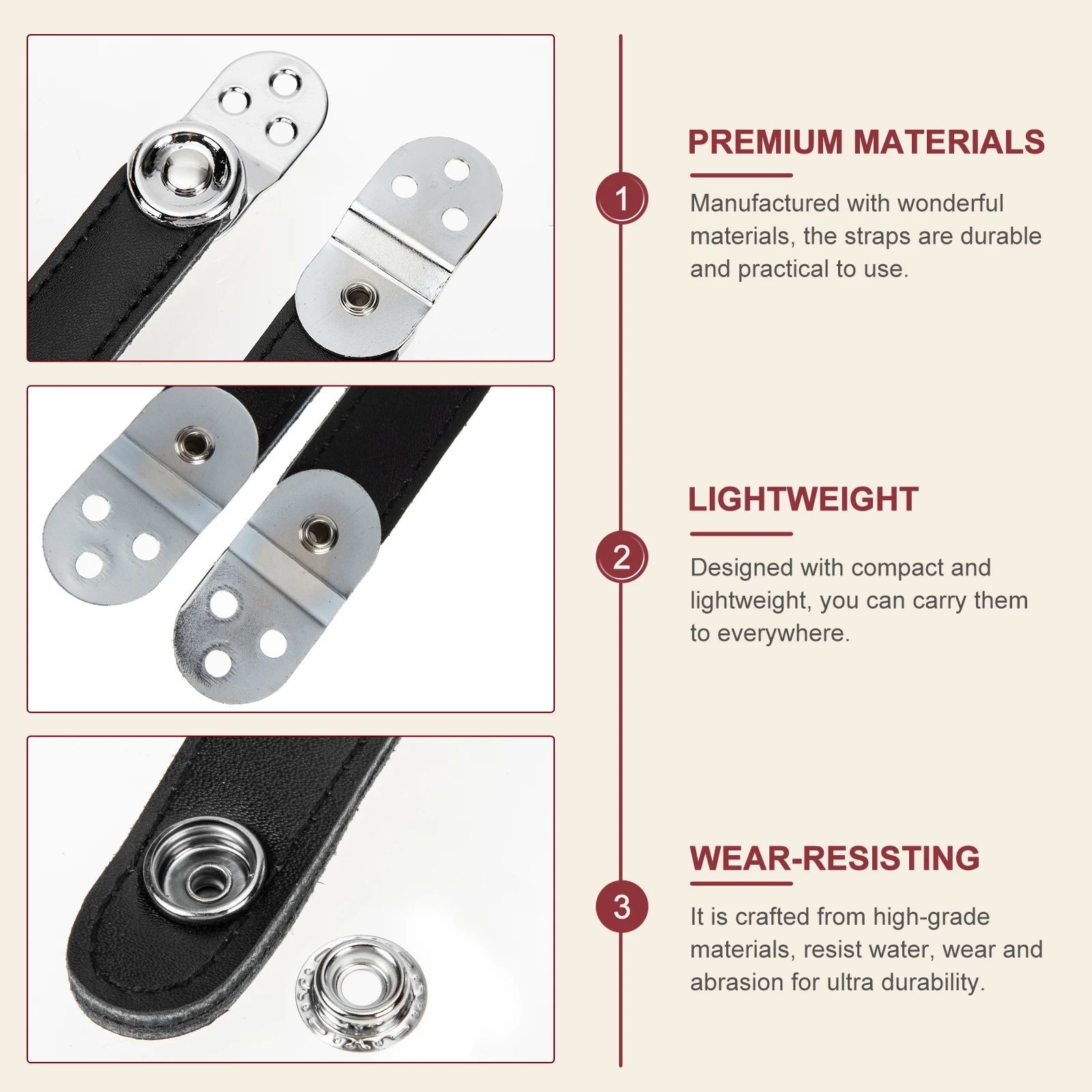 

1Set Accordion Bellows Strap with Metal Buckle Universal Fit Heavy Duty Cowhide Bellows Belt for Musicians Comfortable Wide