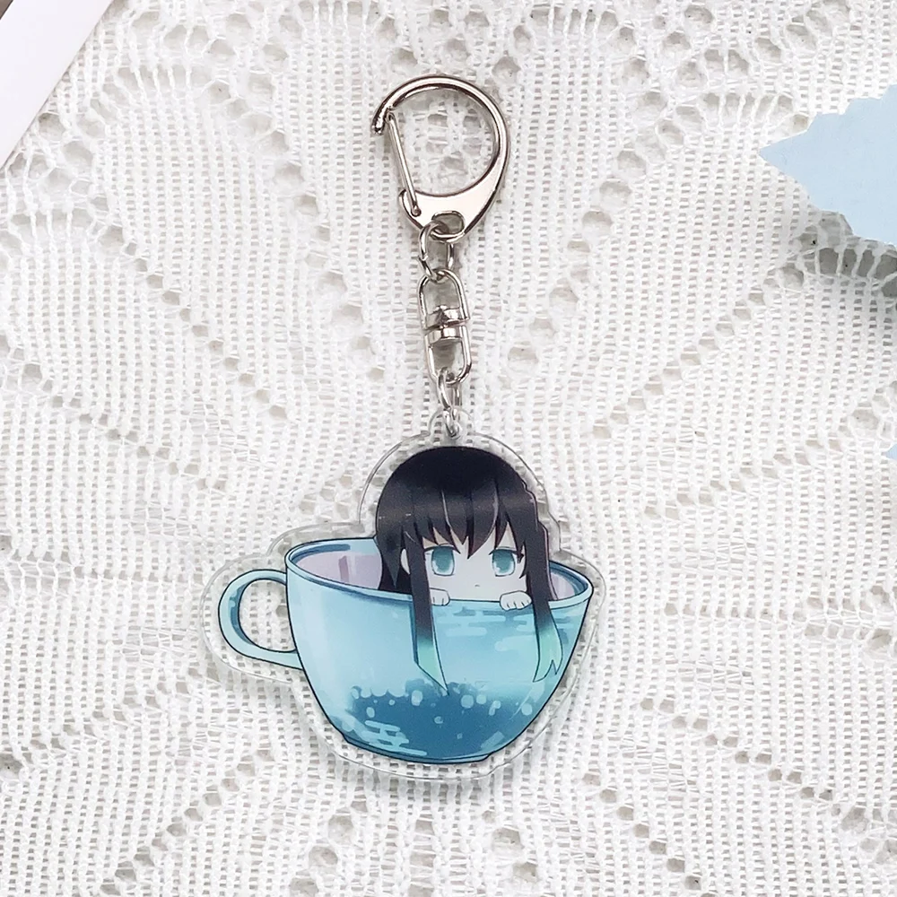 1/16PCS Anime Characters Demon Slayer Acrylic Car Keychain Accessories Keyrings Friends Gifts Funny Bag Charms Backpack Pendant