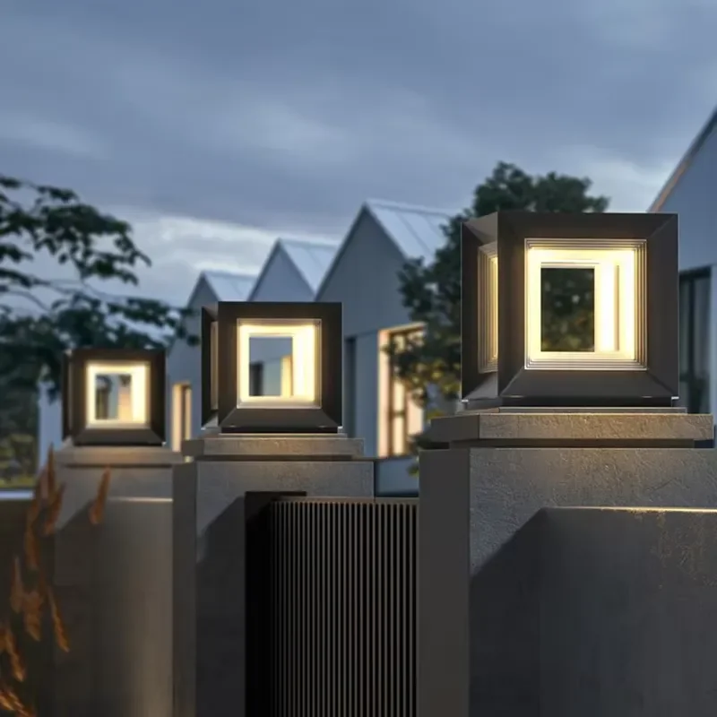 Solar Outdoor Garden Light IP65 Waterproof Villa Pillar Light Column Lawn Lamp Aluminum LED Landscape Solar Garden Light