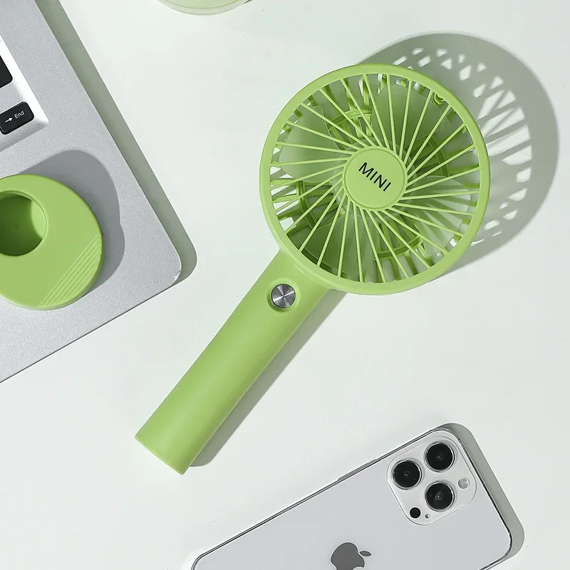 2024 New Portable Fan USB Rechargeable Cooling Handheld Fans with Base Summer Outdoor 3 Speed Hand Hold Fan with Phone Holder