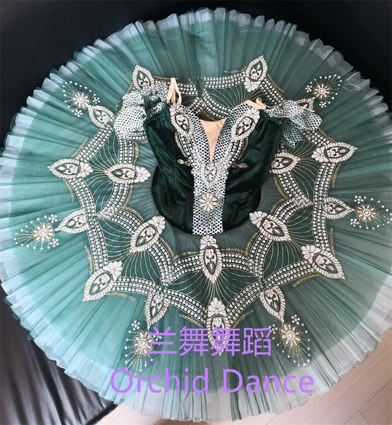 

Fine Pattern High Quality Professional Custom Size Classical Girls Green Bird Ballet Tutu Costumes