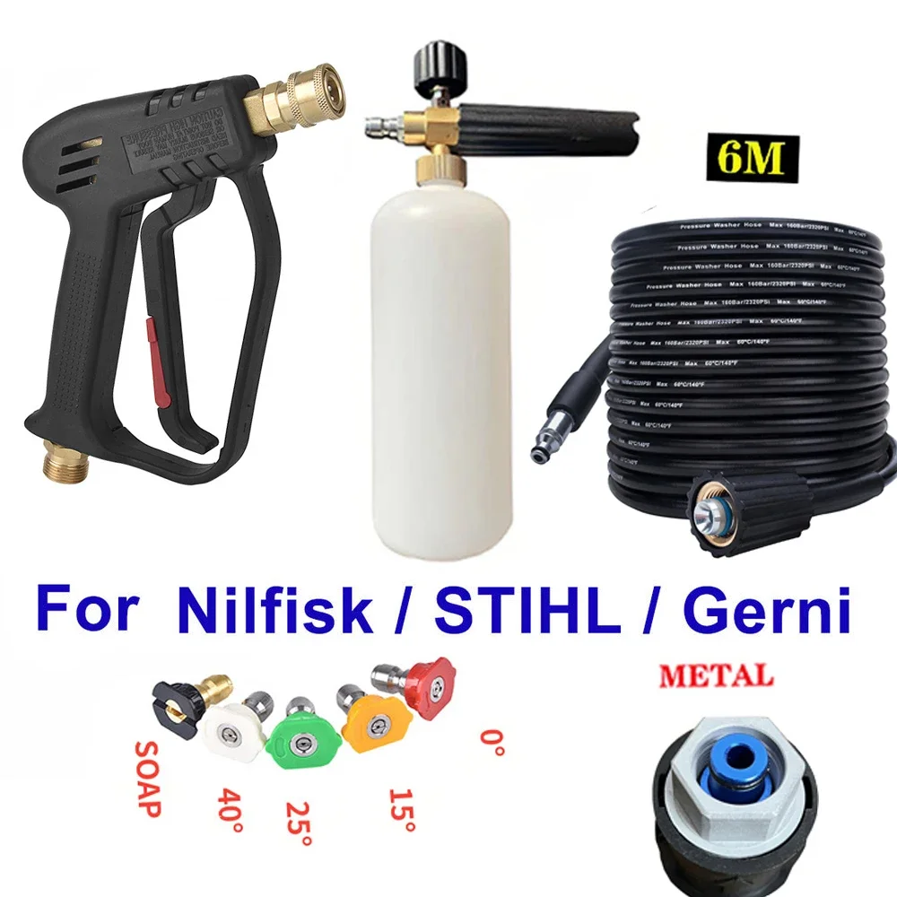 

High Pressure Snow Foam Lance Foam Generator 1/4" Quick Release Foam Gun with 5 Spray Nozzles for High Pressure Car Washer