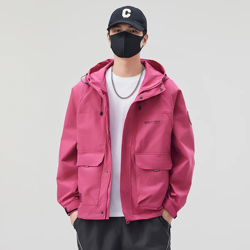 

Мужская модная демисезонная куртка свободного кроя с капюшоном, повседневная рабочая одежда, из полиэстера, городской стиль, с длинными рукавами, на молнии