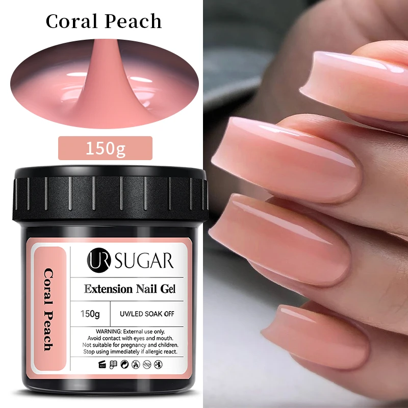 UR SUGAR 150g Hard Gel with Nail Forms UV Nail Gel for Quick Extension Long Lasting Builder Nail Gel Manicure Nail Design