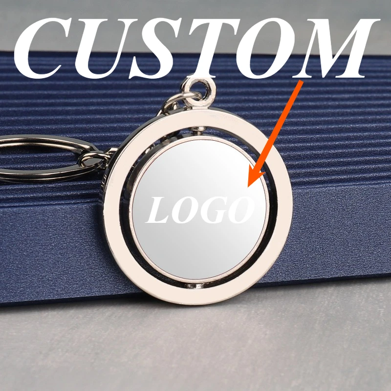 

1pc Custom Keychain Personalized Metal Creative Rotating Hang Tag Customized Key Ring Car Accessories Gift Wholesale