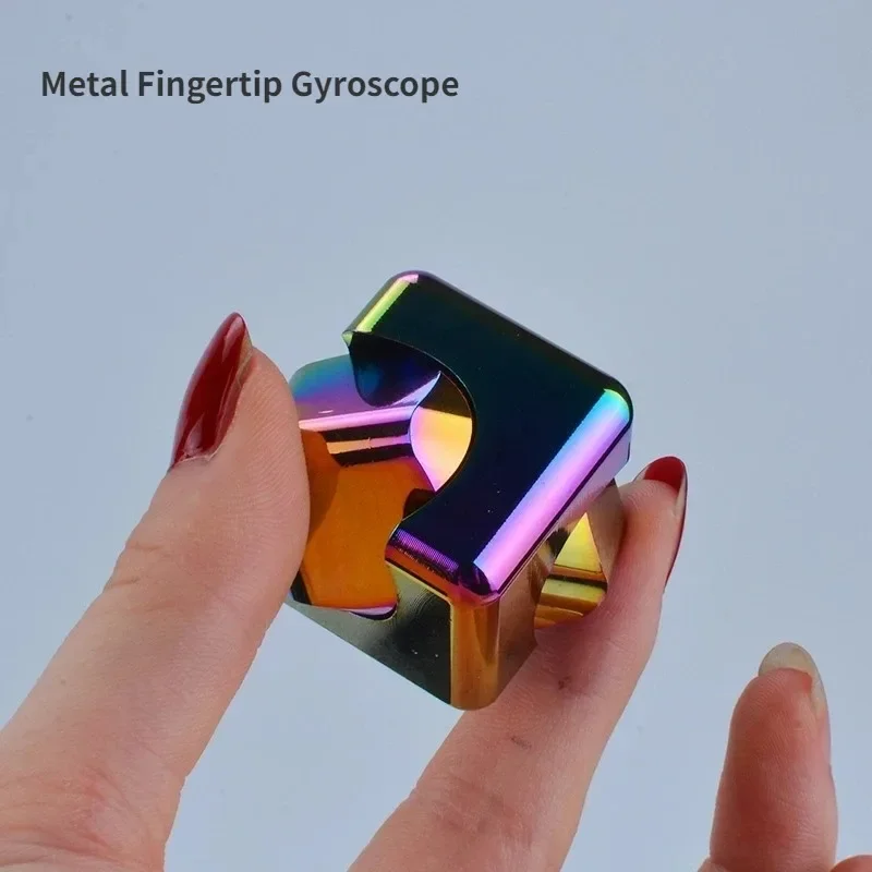 Metal Cube Rotating Fingertip Gyroscope Fidget Anti Stress Toys Adult Office Home Travel Portable Spinner Toys Christmas Gifts