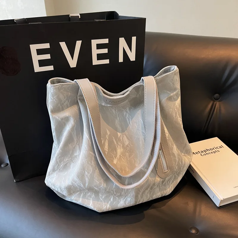 

2024 Новая роскошная женская сумка-тоут большой вместимости, минималистичная универсальная сумка на плечо, вместительная холщовая сумка, элегантная практичная