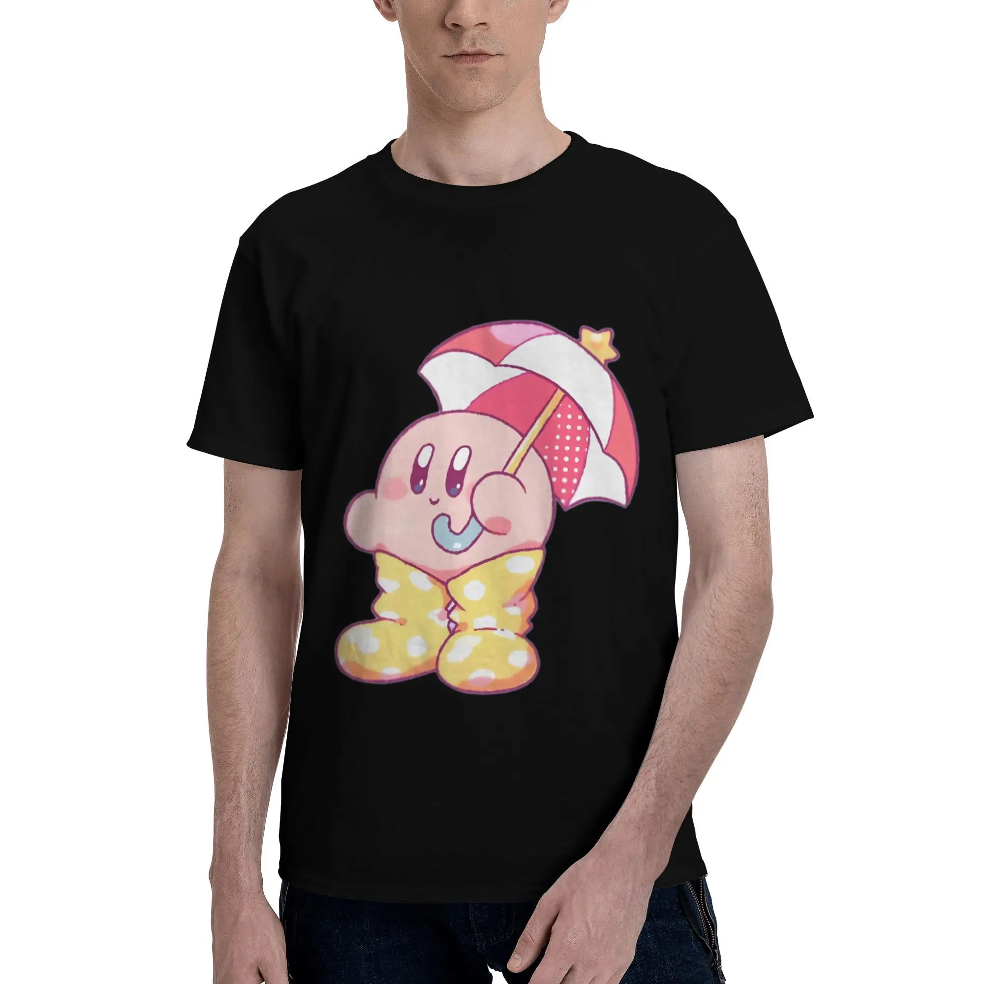 

Custom Kirbys Cartoon Game T Shirts Men Pre-shrunk Cotton Tees Tshirt Short Sleeve Urban T-shirt Clothing