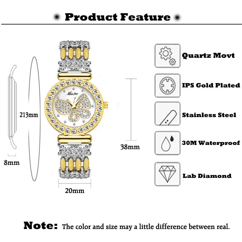 Diamond Watches for Women Top Brand Luxury Stainless Steel Fashion Butterfly Bling Elegant Ladies Quartz Watch Waterproof Clock