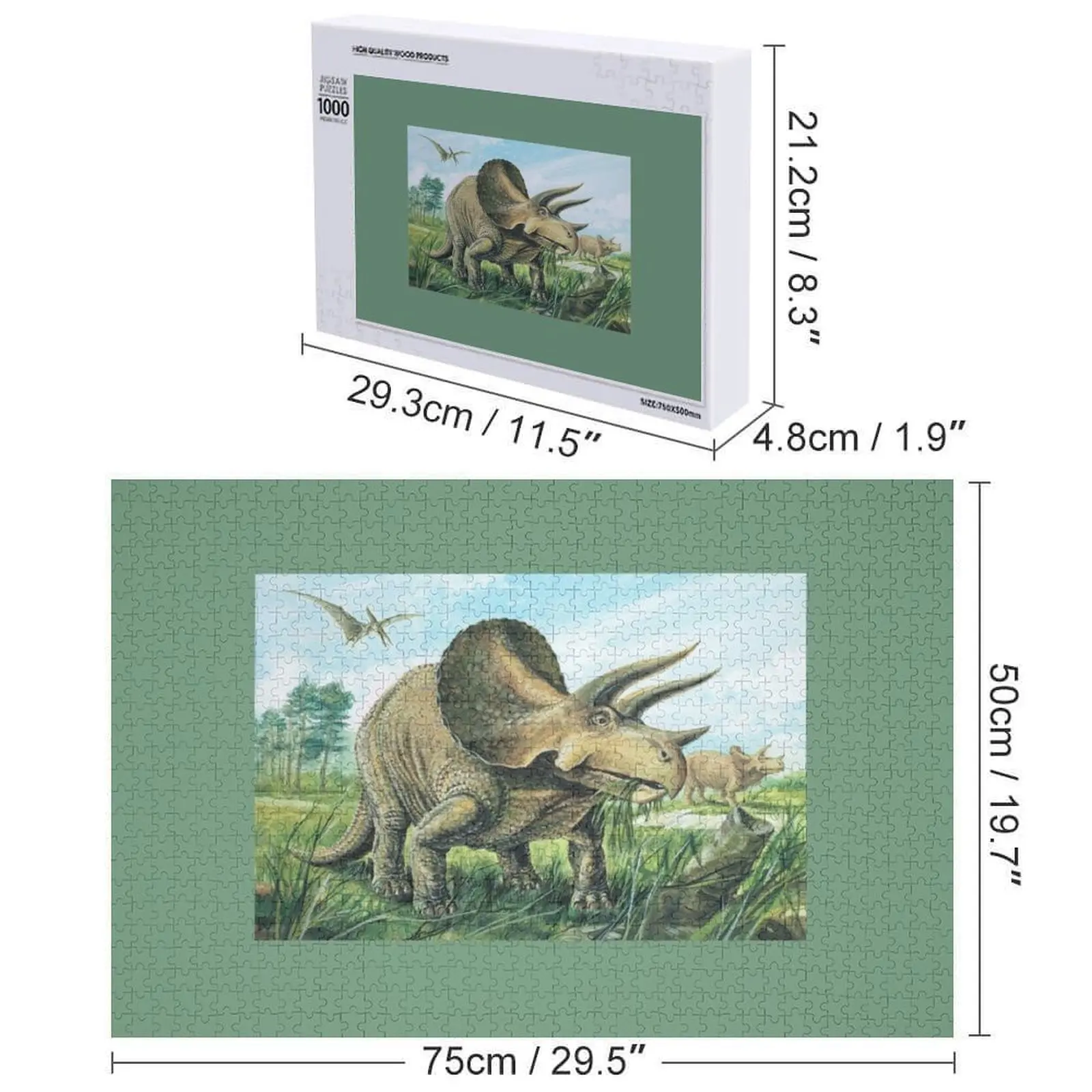 Puzzle Drewniane Triceratops z Imieniem, Skala, Silniki, Drewniane Imię, Personalizowane Puzzle z Własnym Imieniem