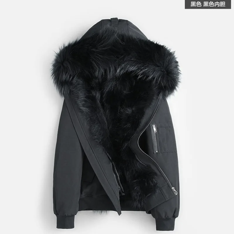 2023 Winter Fur Combination Overcoming Men Short Jacket Coat Detachable Inner Liner Imitation Fur OverCoat