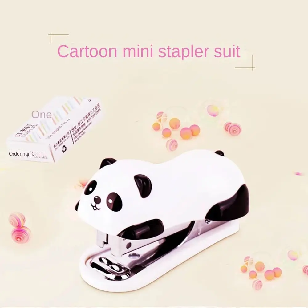 Student Prize Cartoon Stapler Set Panda Shaped Cute Paper Binding Little Animals Professional Book Binder Students