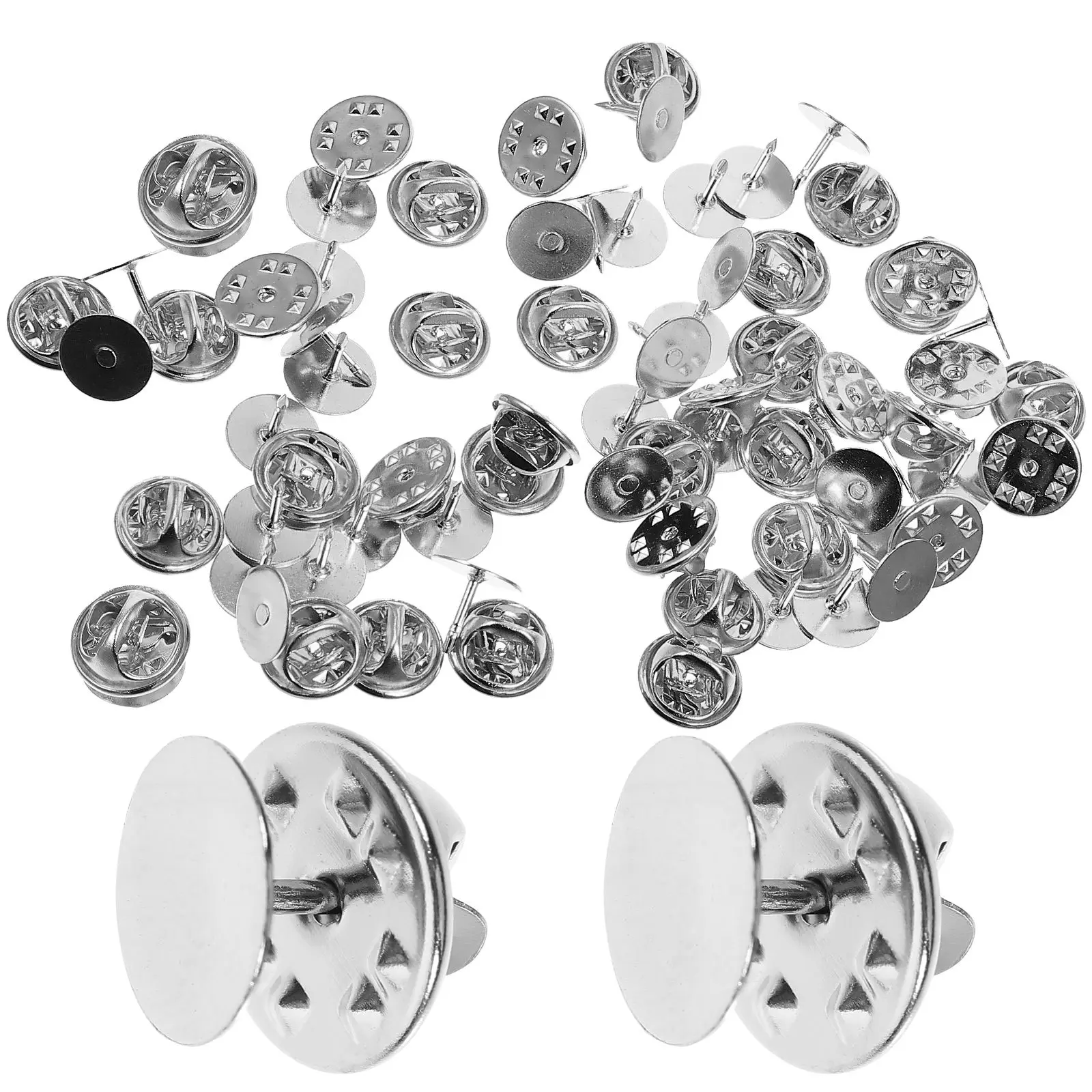 

50pcs Tie Tacks Blank Pins Copper Silver Butterfly Hat Clutch Pin Backs for Lapel Pins Jewelry Making Badges Name Tags