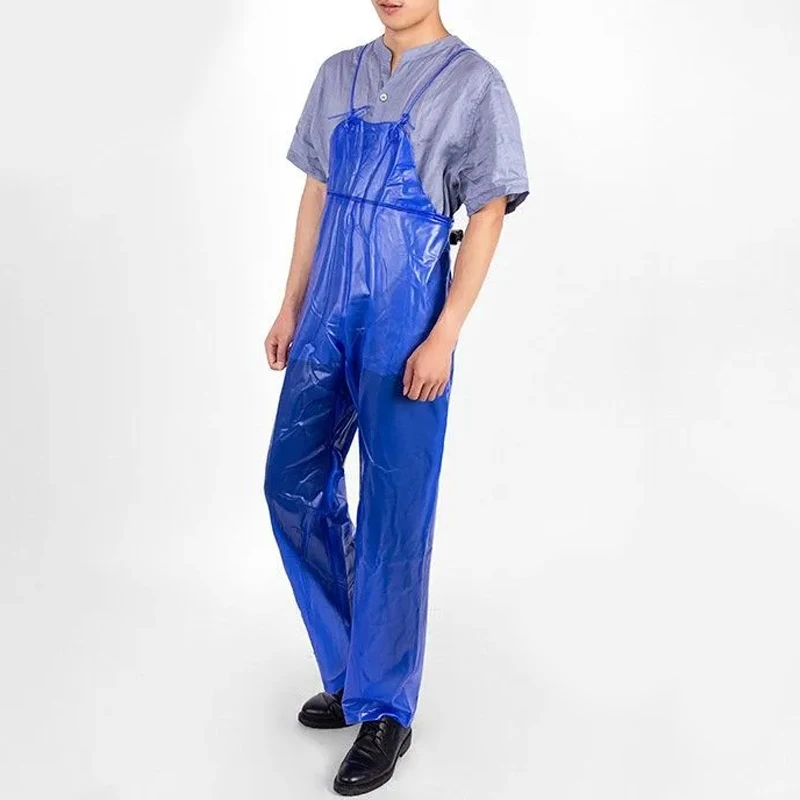 Waterproof Man's Loosen Jumpsuit Thickened Cami Trousers Anti Fouling Overall Impermeable Rain Pants Half Body Bodysuit