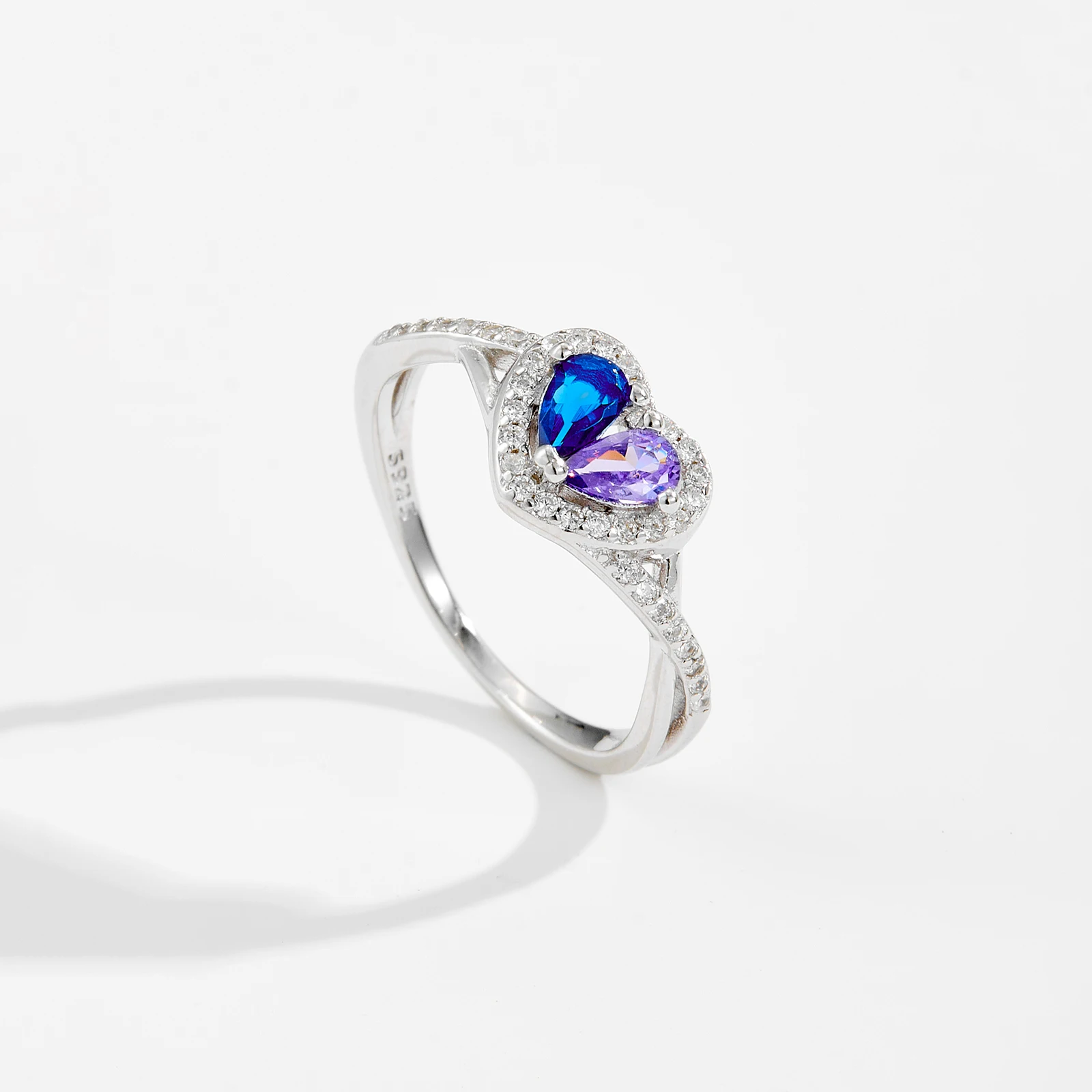 

Кольцо VEWANT из стерлингового серебра 925 пробы с двумя грушами в форме сердца, фиолетовое, синее, с цирконом, 2022, романтические роскошные ювелирные изделия, женский подарок на день Святого Валентина