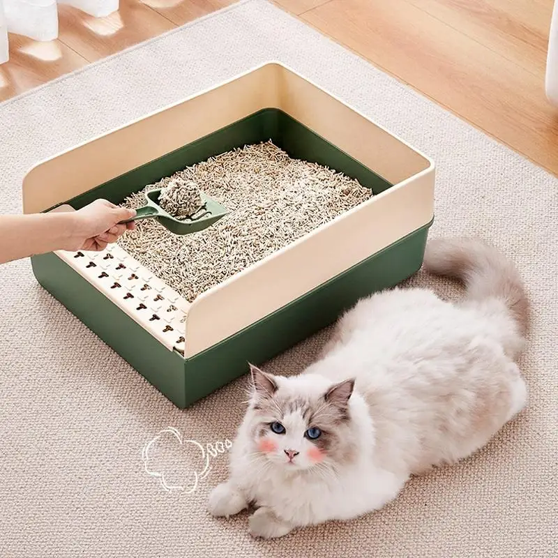 

Cat Open Cat Toilet Deodorizing Anti-splash High Fence Extra Large Semi-enclosed Cat Litter Box Pet Supplies