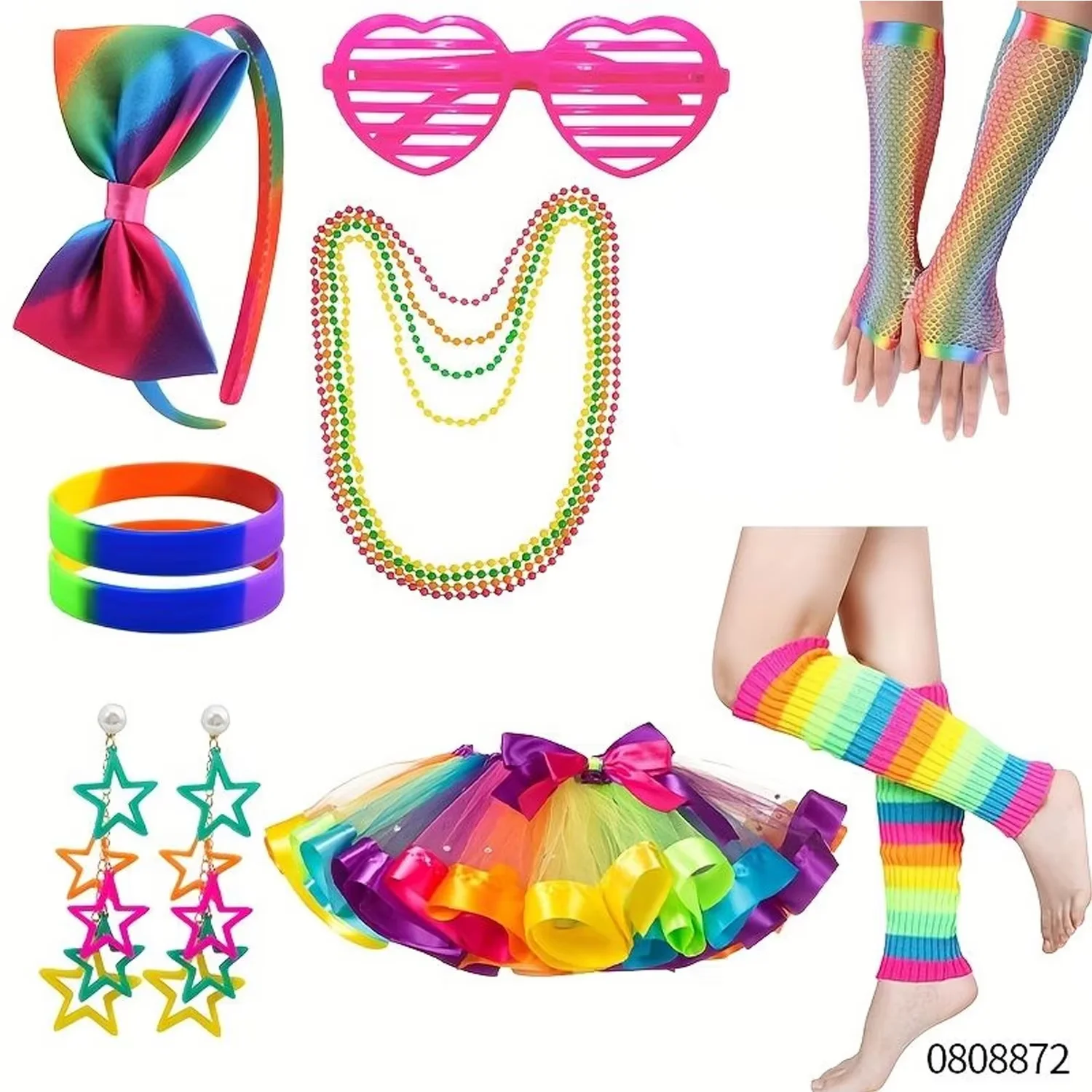 PESENAR accessori per vestire da donna anni '80 orecchini con fibbia testa gonna ginocchiere catena di perline e così via 9 pezzi