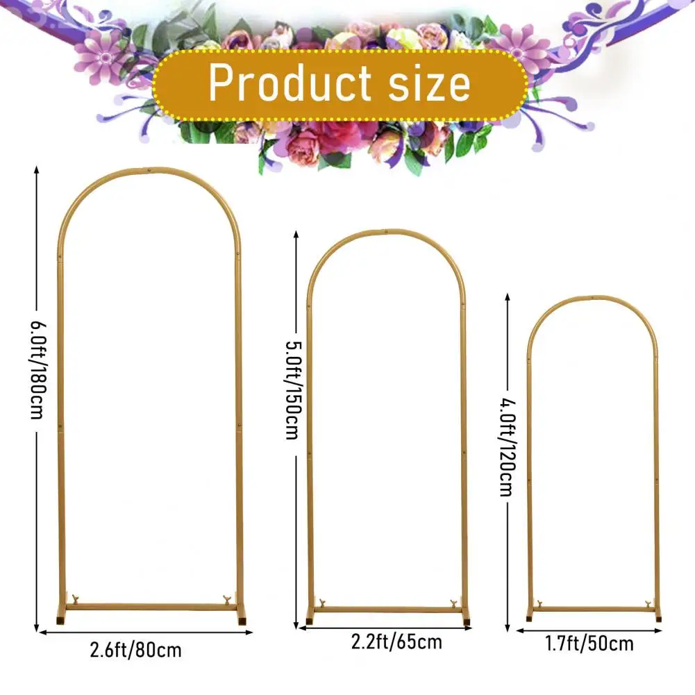 Metal Wedding Arch Gold Wedding Arch Stand, Party Decor Balloon Arch, Frame Backdrop Holder Bracket,Size 4FT 5FT 6FT Set Of 3