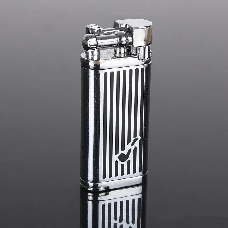 SPUNK Retro Metal Outdoor Windproof Butane Gas Lighter Rocker Arm Grinding Wheel Oblique Flame Pipe Cycle Use Lighter Cigar Tool image 3