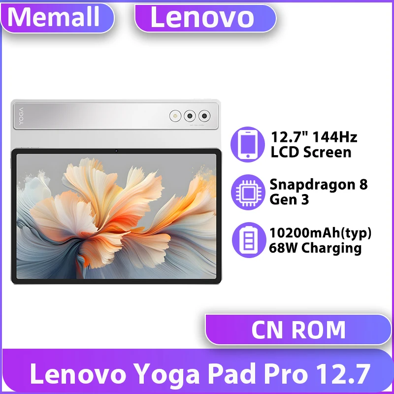 الصينية Rom Lenovo YOGA Pad Pro Wifi 12.7 بوصة اللوحي Snapdragon 8 Gen 3 ثماني النواة الوسادة 144 هرتز 68 واط شحن سريع كاميرا 13 ميجابكسل
