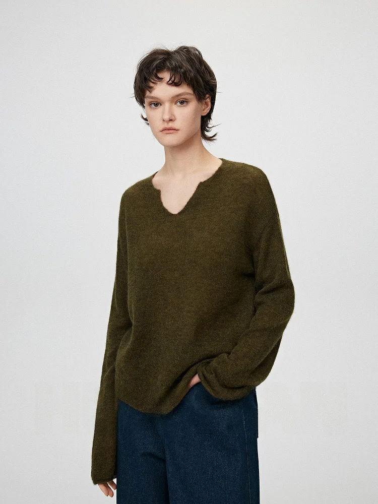 

Женский свитер оверсайз Huajiyan из смесовой шерсти альпаки с воротником-стойкой, стандартный крой, трикотаж, весенняя коллекция, онлайн-продажа