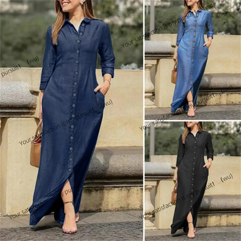 

Long Large Size Denim Dress Women's Dress Skirt Set