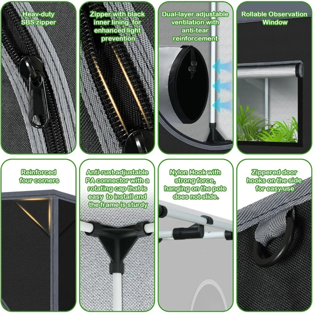 2x2 グロウテント 24x24x36 水耕栽培 室内植物栽培室 床トレイ付き