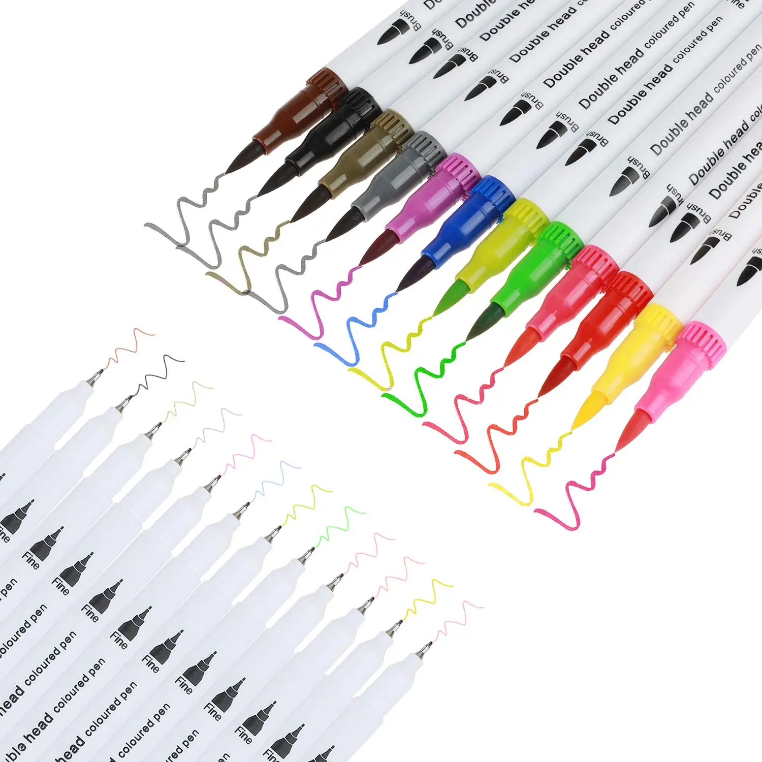 

Bview Art, 12/24 цвета, двусторонние моющиеся художественные маркеры: акварельные ручки с мягким наконечником для детей, обучающие и офисные принадлежности