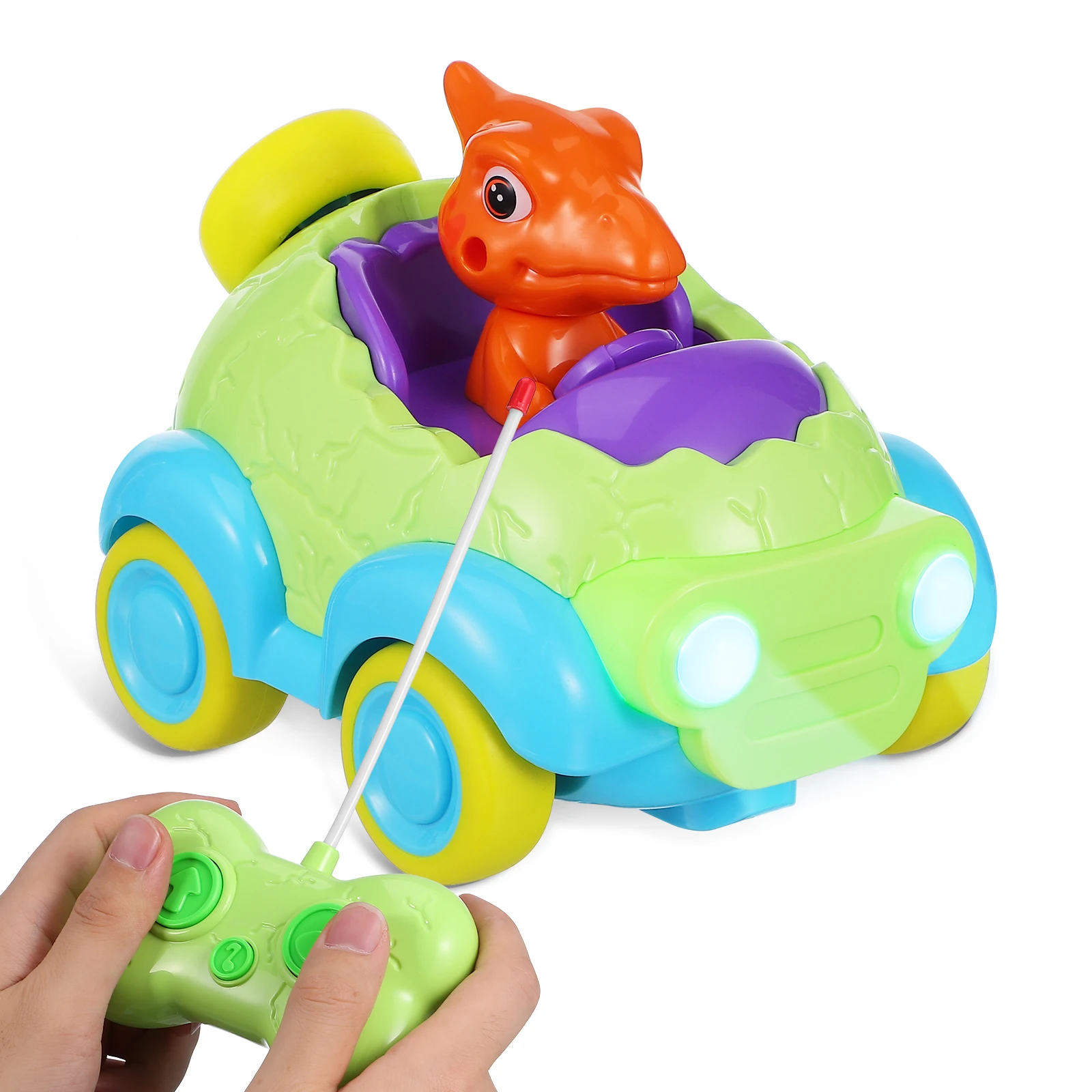 

1pcs Remote Control Dinosaur Toy Engineering Plastic Kids Toddler Toys Cartoon Design Light Sound Effects Sturdy Construction