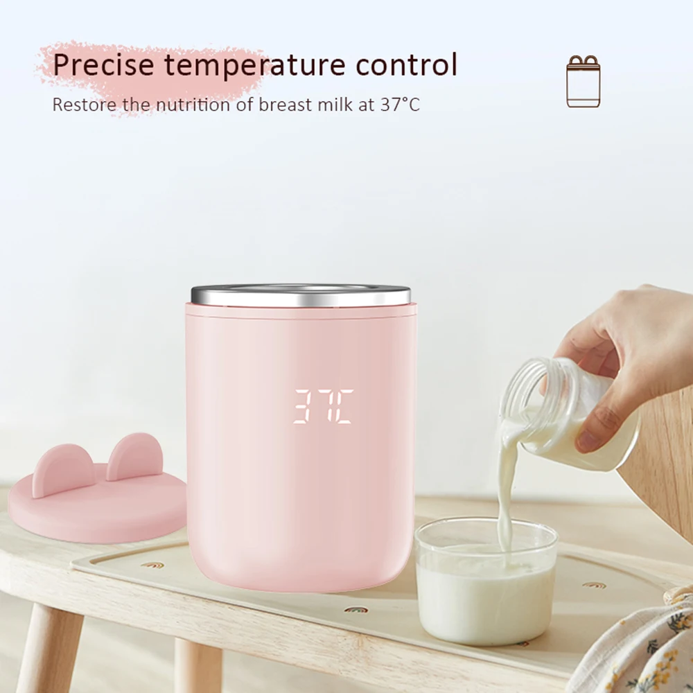 Draagbare Babyflessenwarmer All-In-One Usb Oplaadbare Verwarming Draadloze Melkverwarmer Sterilisator Met Cirkelvormig Nachtlampje