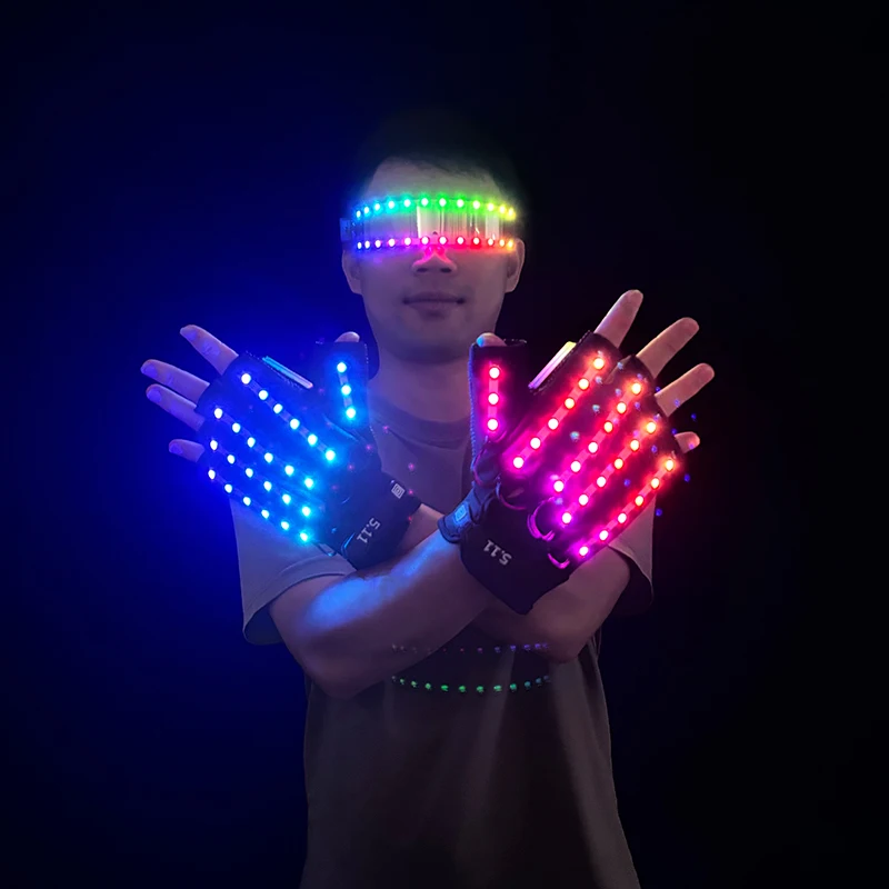 Okulary Led NightClub Masquerade klub koncertowy akcesoria neonowe fajne Vogue migające futurystyczne okulary LED mężczyźni metalowe fajne okulary — zdjęcie 6